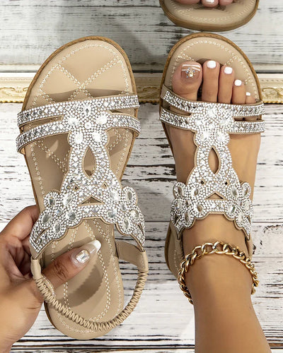 Radiant Bloom Jewel-Strap Sandals by Luna