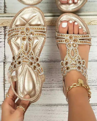 Radiant Bloom Jewel-Strap Sandals by Luna