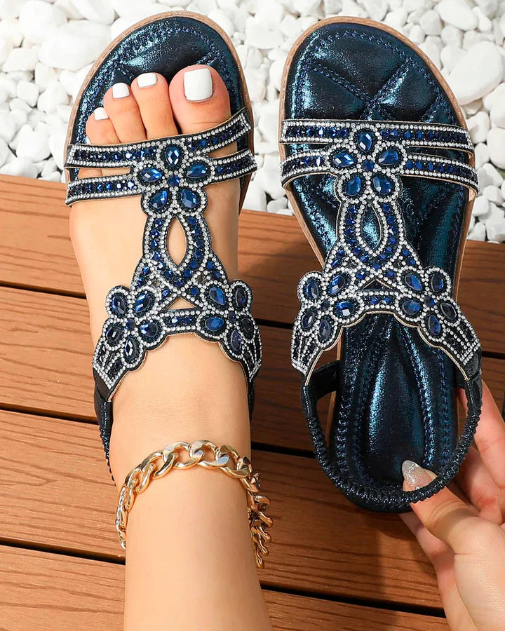 Radiant Bloom Jewel-Strap Sandals by Luna