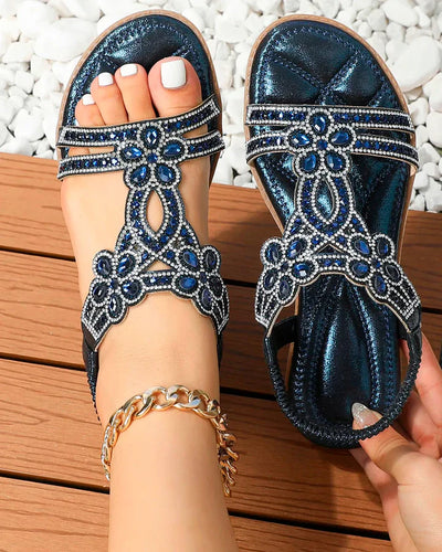 Radiant Bloom Jewel-Strap Sandals by Luna