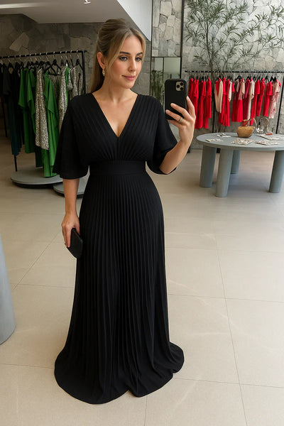 Radiant Elegance Pleated Maxi Dress