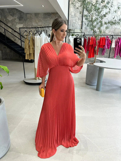 Radiant Elegance Pleated Maxi Dress