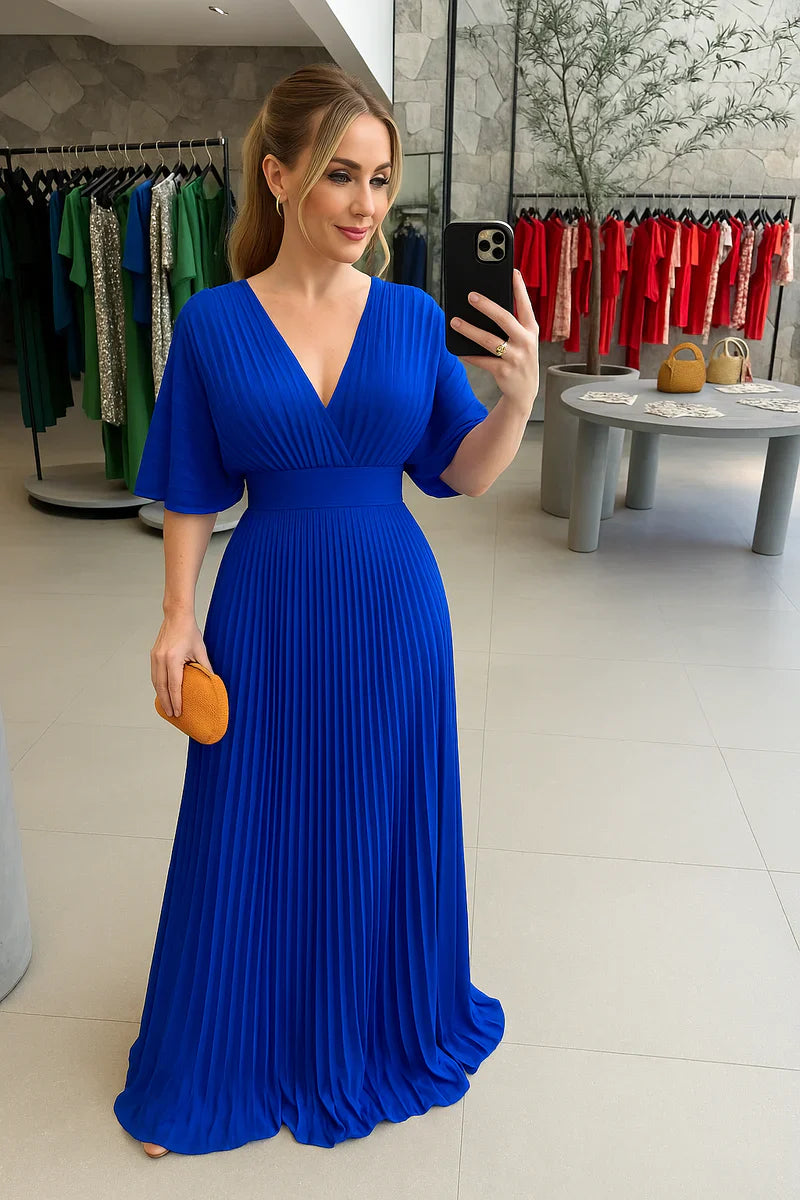 Radiant Elegance Pleated Maxi Dress