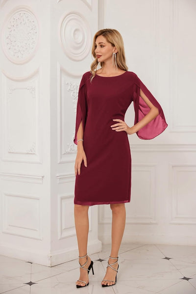 Regal Allure Cape-Sleeve Formal Dress