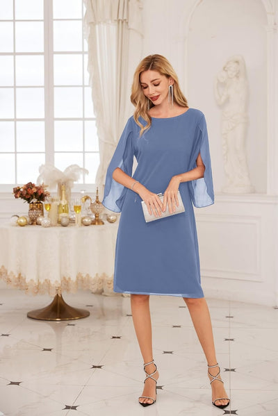 Regal Allure Cape-Sleeve Formal Dress