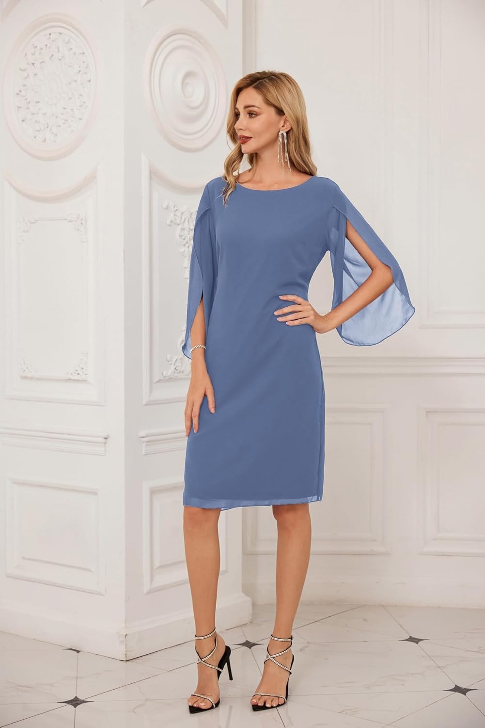Regal Allure Cape-Sleeve Formal Dress