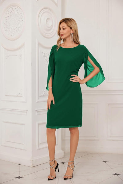 Regal Allure Cape-Sleeve Formal Dress