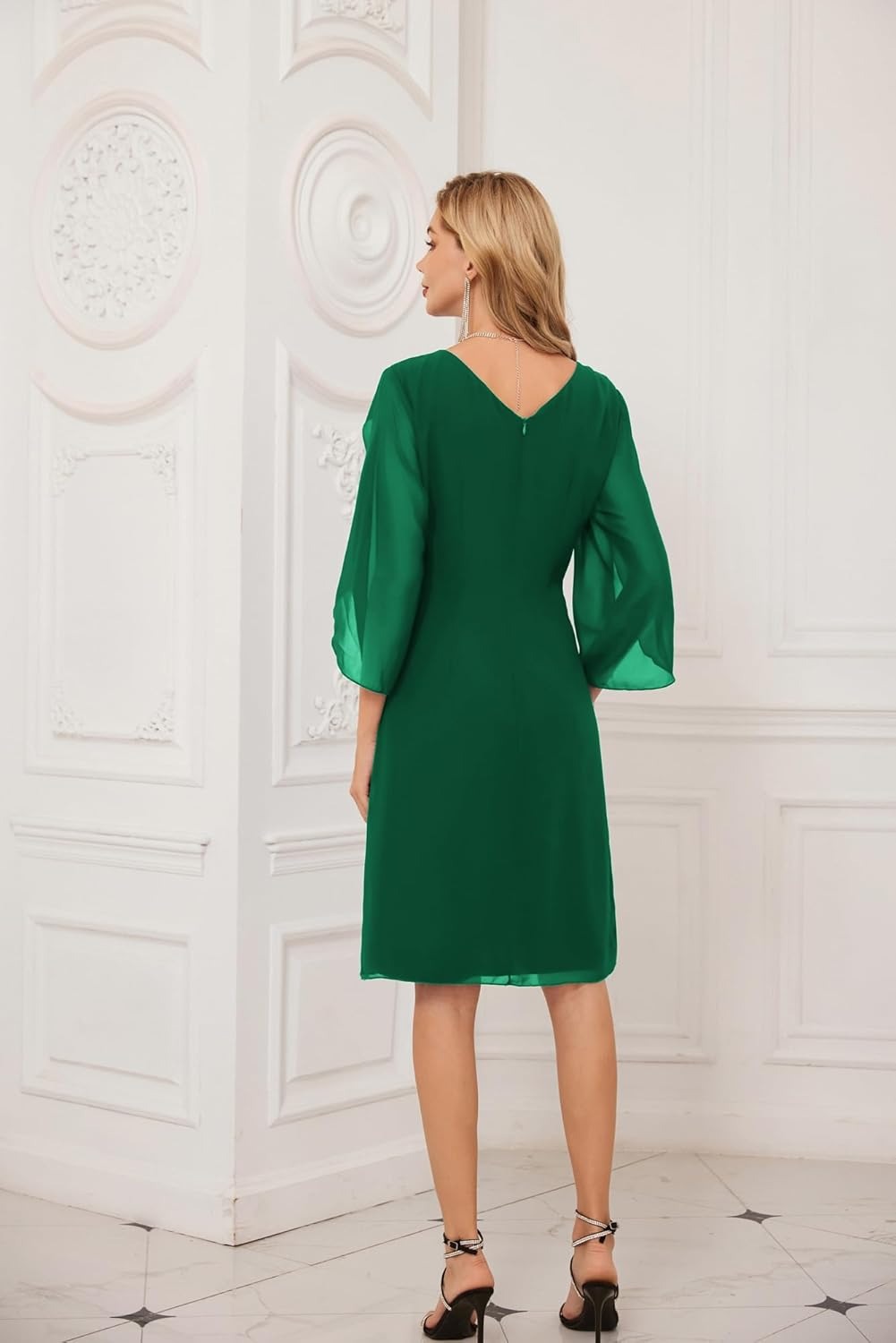 Regal Allure Cape-Sleeve Formal Dress