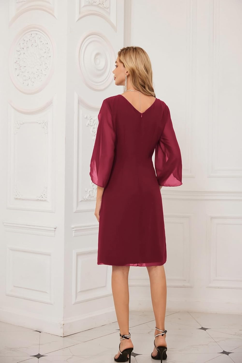 Regal Allure Cape-Sleeve Formal Dress