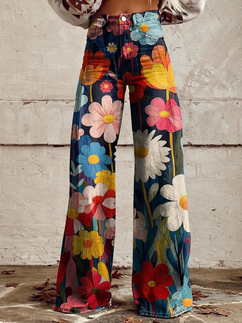 Retro Bloom Wide Leg Pants