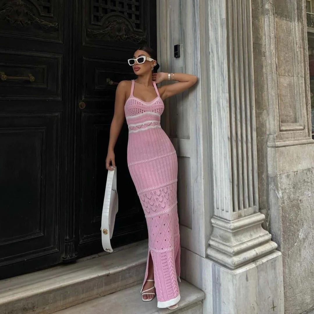 Riviera Muse Crochet Detail Maxi Dress