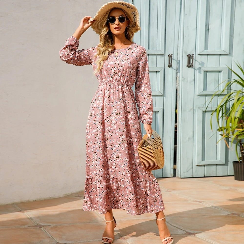 Rustic Charm Floral Maxi Dress