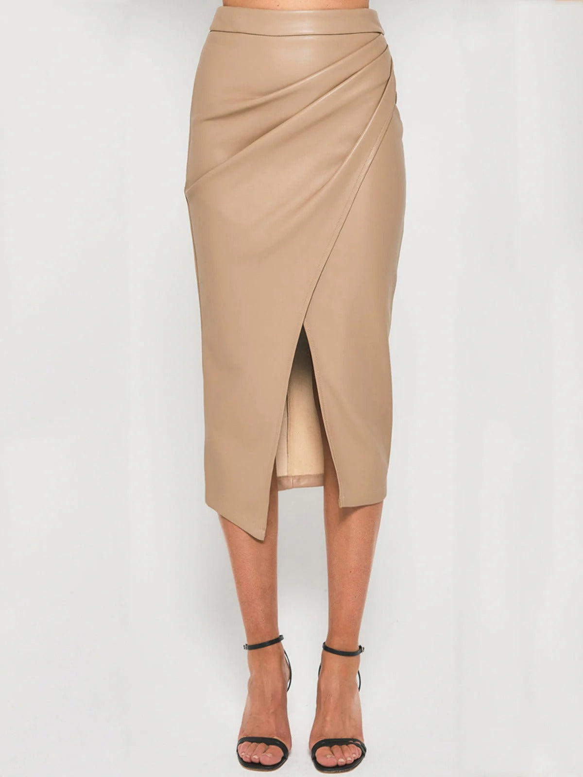 Sculpted Elegance Leather Wrap Skirt
