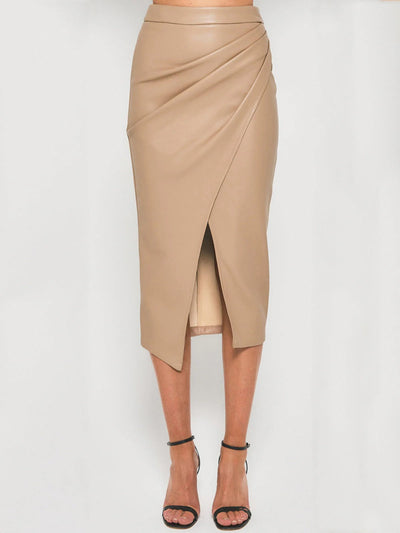 Sculpted Elegance Leather Wrap Skirt