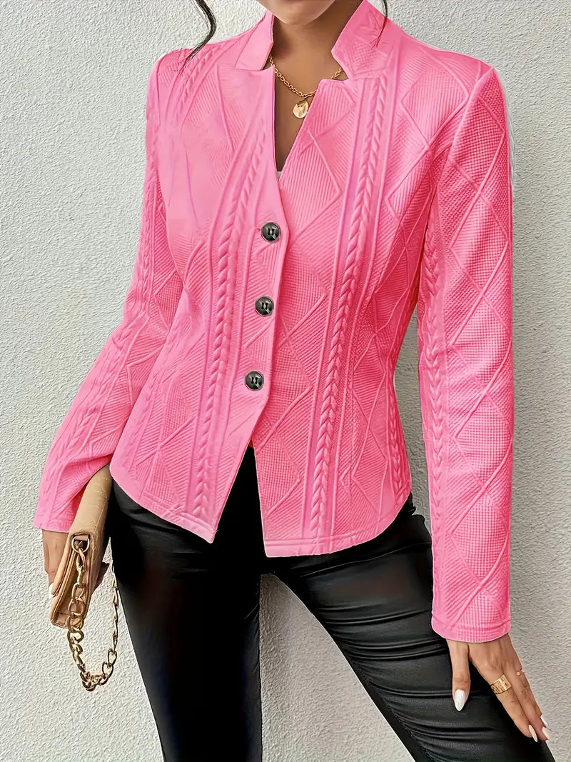 Elegantly Tailored Diamond-Knit Blazer