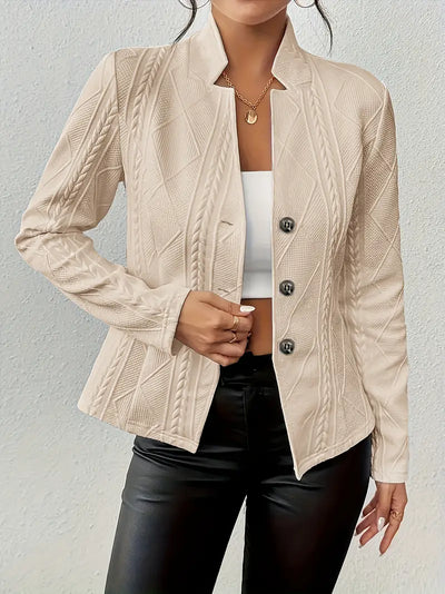 Elegantly Tailored Diamond-Knit Blazer
