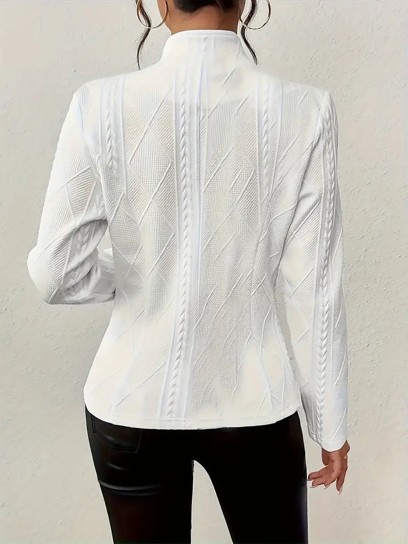 Elegantly Tailored Diamond-Knit Blazer