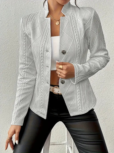 Elegantly Tailored Diamond-Knit Blazer