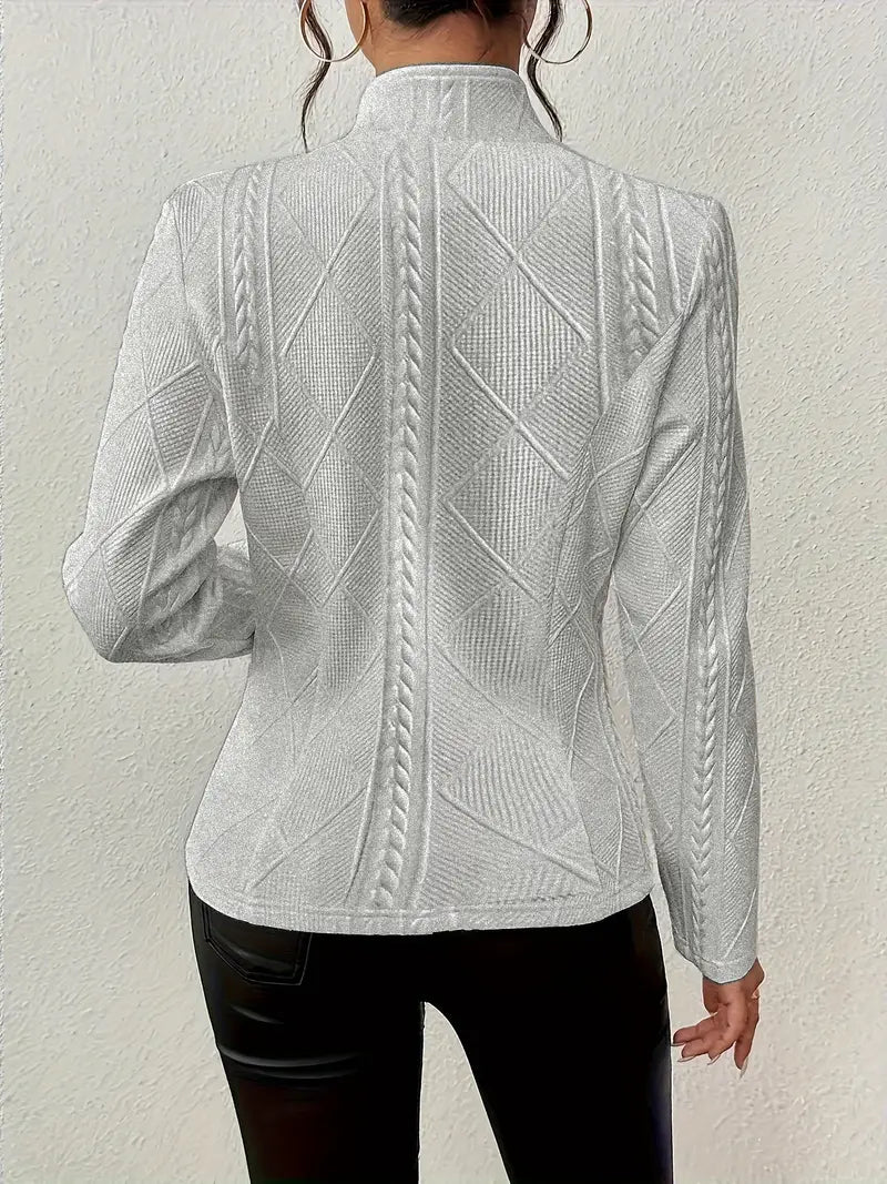 Elegantly Tailored Diamond-Knit Blazer