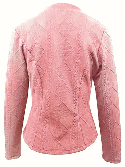 Elegantly Tailored Diamond-Knit Blazer