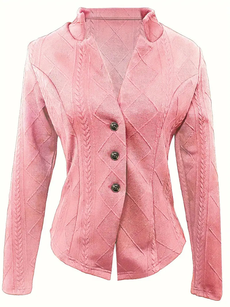Elegantly Tailored Diamond-Knit Blazer