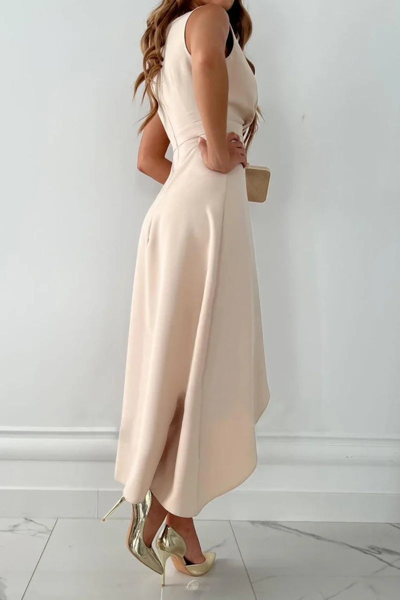 Sculpted Grace Draped Midi Dress