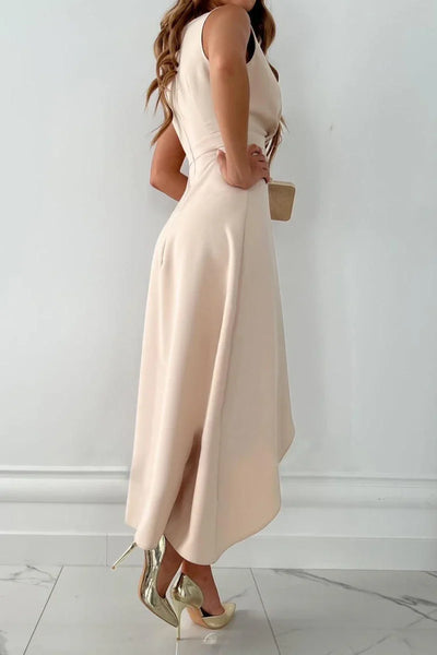 Sculpted Grace Draped Midi Dress