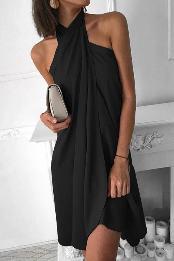 Sculpted Grace Draped Mini Dress