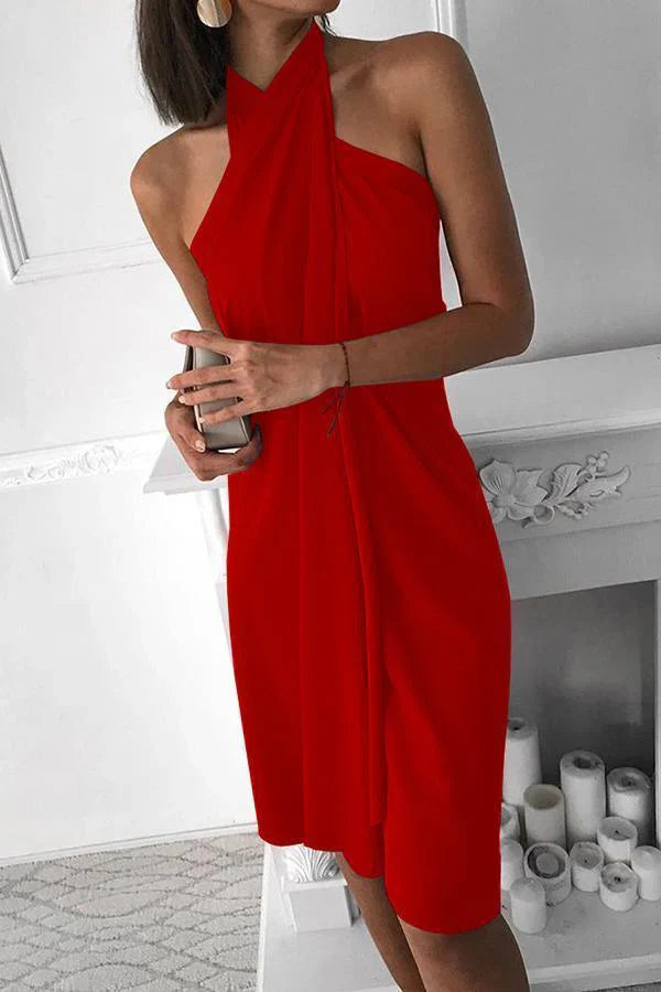 Sculpted Grace Draped Mini Dress