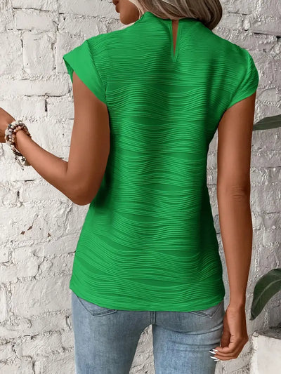 Sculpted Grace Pleated Cap Sleeve Top