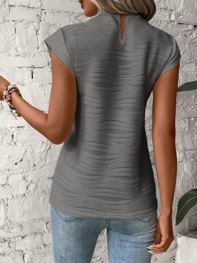 Sculpted Grace Pleated Cap Sleeve Top
