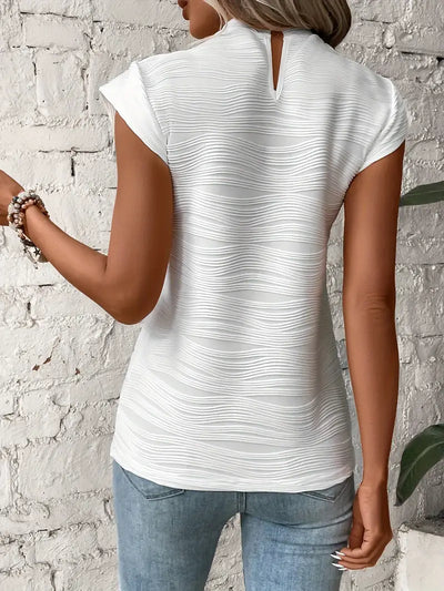 Sculpted Grace Pleated Cap Sleeve Top