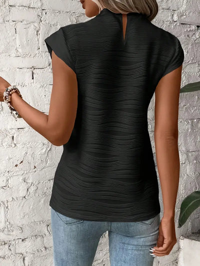 Sculpted Grace Pleated Cap Sleeve Top