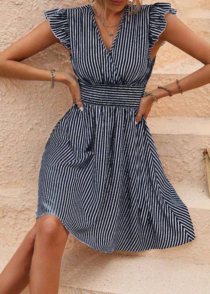 Seaside Ruffled Stripe Mini Dress