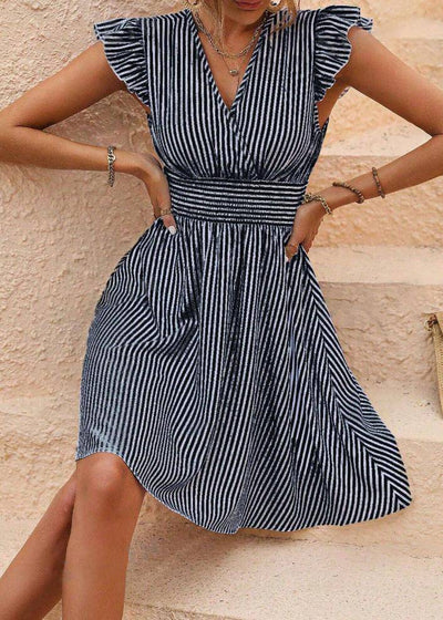 Seaside Ruffled Stripe Mini Dress