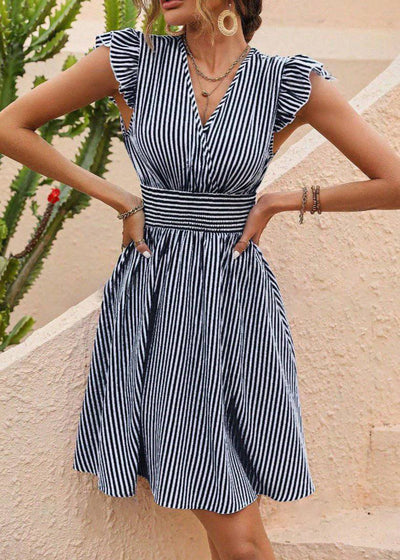 Seaside Ruffled Stripe Mini Dress