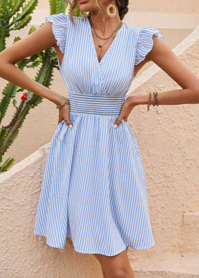 Seaside Ruffled Stripe Mini Dress