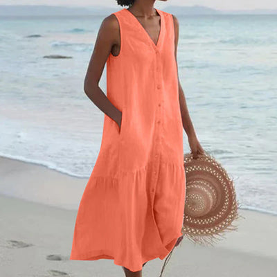 Seaside Grace Buttoned Summer Dress
