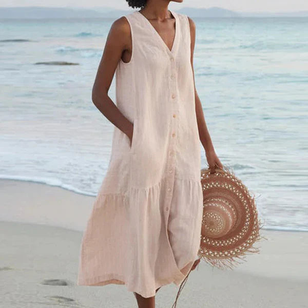 Seaside Grace Buttoned Summer Dress