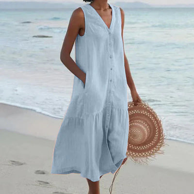 Seaside Grace Buttoned Summer Dress