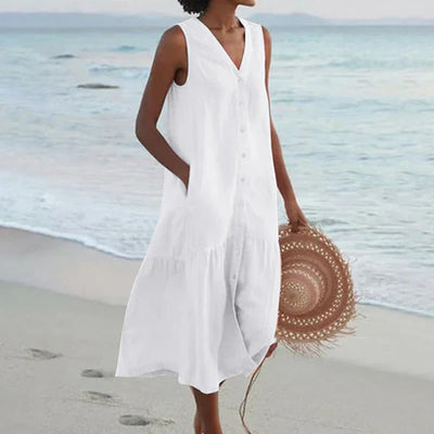 Seaside Grace Buttoned Summer Dress