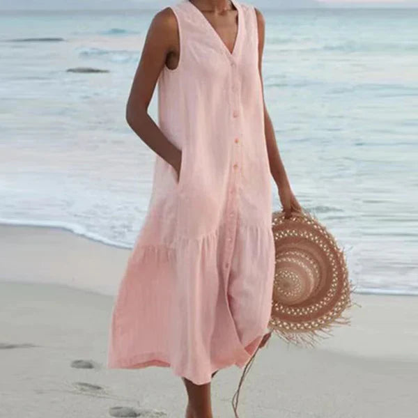 Seaside Grace Buttoned Summer Dress