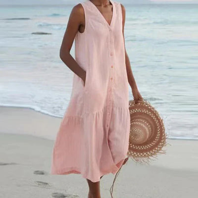 Seaside Grace Buttoned Summer Dress