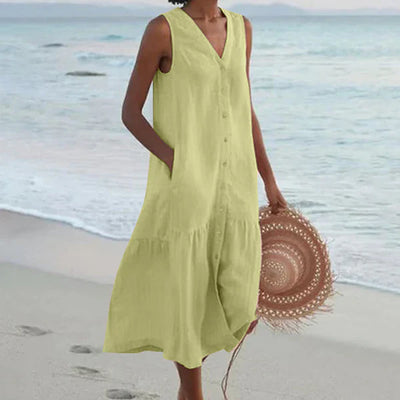 Seaside Grace Buttoned Summer Dress