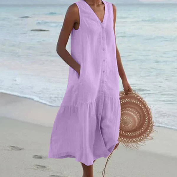 Seaside Grace Buttoned Summer Dress
