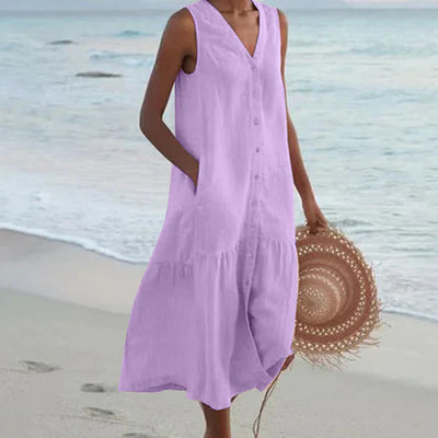 Seaside Grace Buttoned Summer Dress