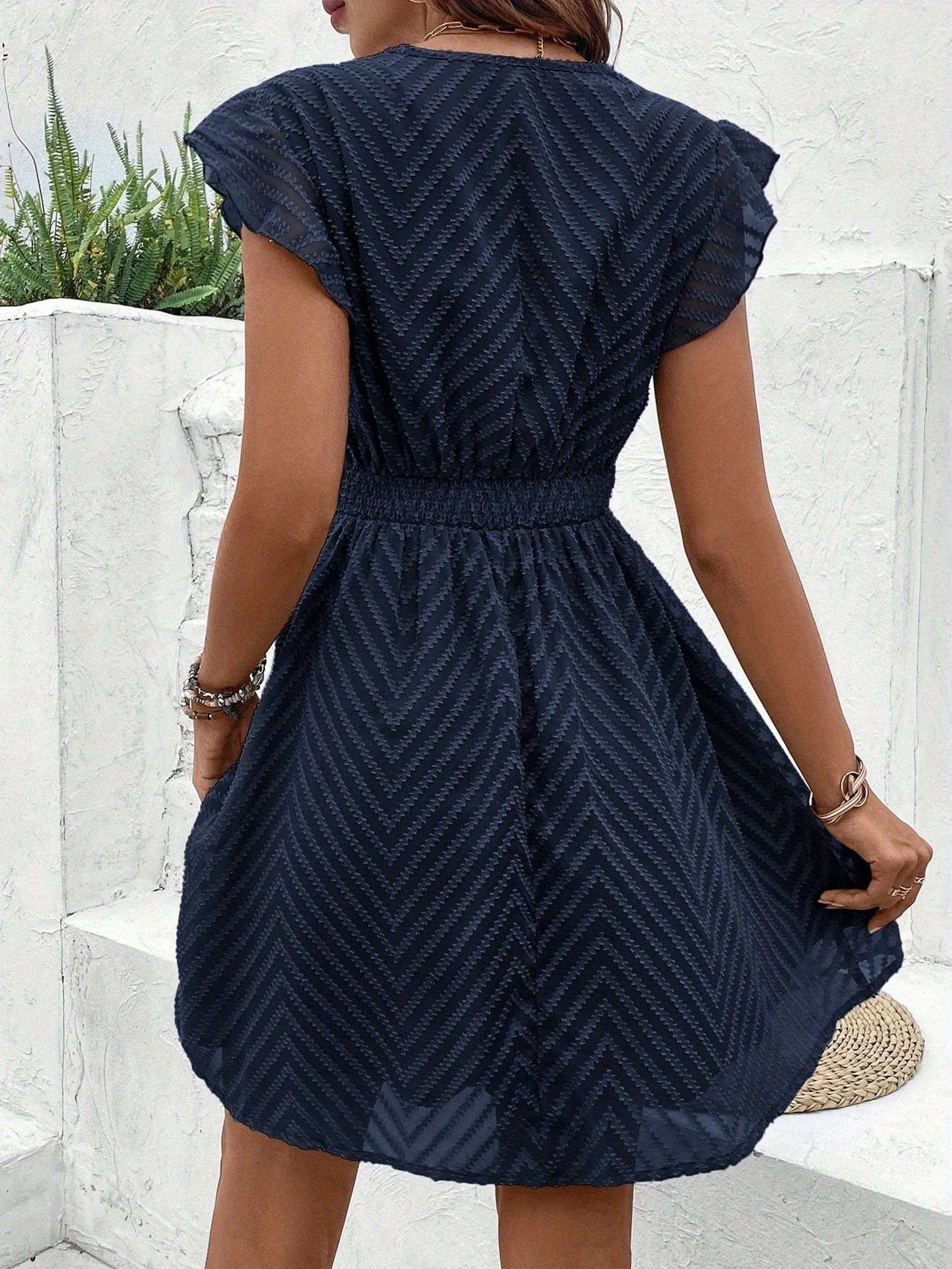 Seaside Grace Crochet-Trim Mini Dress