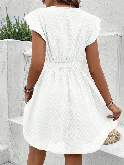 Seaside Grace Crochet-Trim Mini Dress