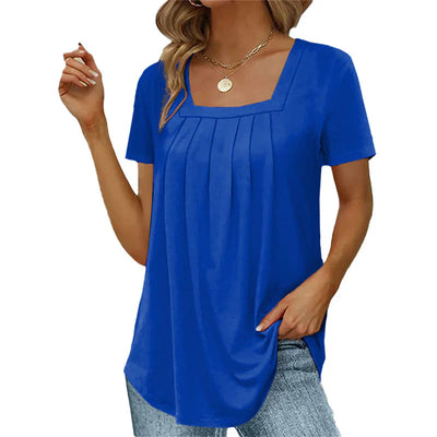 Seaside Grace Pleated Square-Neck Top