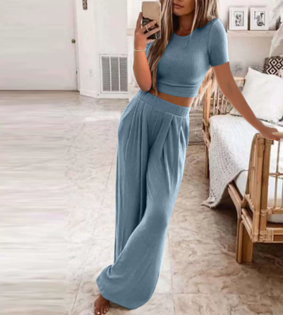 Seaside Grace Wide-Leg Two-Piece Set
